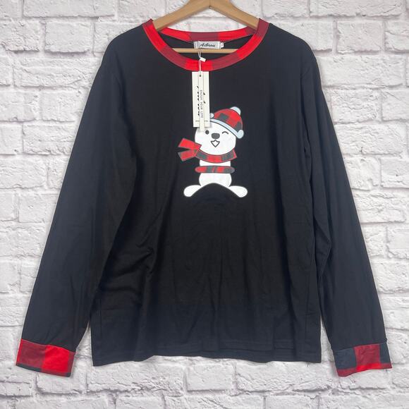 J4529 Christmas long-sleeved top with a cute polar bear graphic size XL - Picture 1 of 6